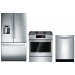 Bosch HDI8054U 30 in. Dual Fuel Slide-in Range, B26FT80SNS 25.5 cu. ft. French Door Refrigerator, SHP53TL5UC 24 In. Fully Integrated Built-in Dishwasher in Stainless Steel